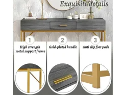 ModernLuxe Sidetable-Console Met 1 Lade - Moderne Stijl - Grijs