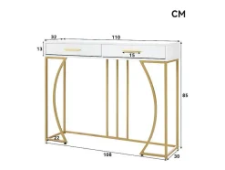 ModernLuxe Sidetable-Console Met 2 Lades - Moderne Stijl - Wit & Goud