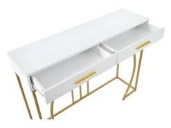 ModernLuxe Sidetable-Console Met 2 Lades - Moderne Stijl - Wit & Goud