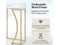 ModernLuxe Sidetable-Console Met 2 Lades - Moderne Stijl - Wit & Goud