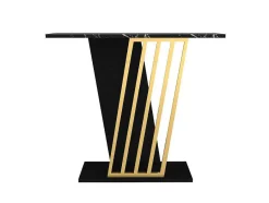Vente-unique Sidetable-Consoletafel - Zwart Marmereffect En Goud - Orsona