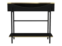 Vente-unique Sidetable-Consoletafel Met 1 Plank En 1 Nis - Zwart En Goudkleurig - Meriova