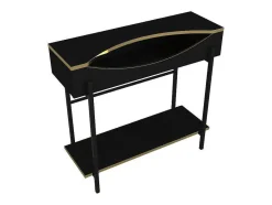 Vente-unique Sidetable-Consoletafel Met 1 Plank En 1 Nis - Zwart En Goudkleurig - Meriova