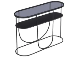 Vente-unique Sidetable-Consoletafel Met 1 Plank Van Metaal En Gerookt Glas - Zwart En Transparant - Pretoria