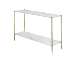 Vente-unique Sidetable-Consoletafel Met 1 Plank Van Keramiek En Metaal - Wit Marmereffect En Goud - Madola