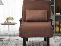 Vente-unique Uitklapbare Fauteuil-Converteerbare Stoffen Fauteuil - 6-Voudig Verstelbare Rugleuning - Bruin