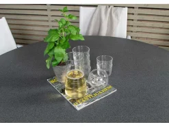 Vente-unique Tuinset-Copacabana Tuinmeubelset Tafel O140Cm En 6 Stoel Santorini Wit, Grijs, Cremekleur.