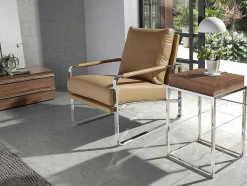 Angel Cerda Fauteuil Kunstleer-Creme Eco-Leren Gestoffeerde Fauteuil 5046