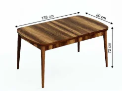 EPIKASA Eettafel-Dalila Tafel, Walnoot, 178X80X72 Cm,