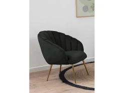 Vente-unique Fauteuil Met Holle Rugleuning-Dano Fauteuil Lounge Fauteuil Groen, Messing.