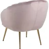 Vente-unique Fauteuil Met Holle Rugleuning-Dany Fauteuil Loungestoel Oudroze, Messingkleurig.