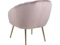 Vente-unique Fauteuil Met Holle Rugleuning-Dany Fauteuil Loungestoel Oudroze, Messingkleurig.