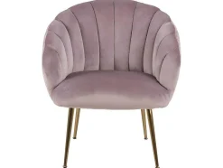 Vente-unique Fauteuil Met Holle Rugleuning-Dany Fauteuil Loungestoel Oudroze, Messingkleurig.