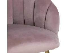 Vente-unique Fauteuil Met Holle Rugleuning-Dany Fauteuil Loungestoel Oudroze, Messingkleurig.