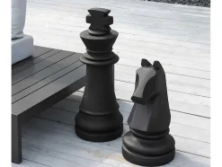 MYLIA Tuindecoratie-Decoratief Standbeeld Schaakspel In Cement Koning - B. 24,5 X H. 68 Cm - Gambit