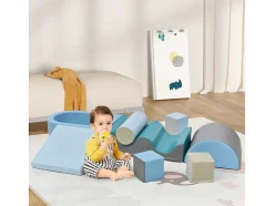 Vente-unique Spel Voor Binnen-9-Delige Bouwstenen Voor Hardlopen En Klimmen. Bouwstenen Voor Kinderen. Trappen, Glijbaan En Ballenbad Voor Kleuters En Baby'S, Zachte, Kleurrijke Bouwstenen. Zonder Bal.