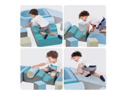 Vente-unique Spel Voor Binnen-9-Delige Bouwstenen Voor Hardlopen En Klimmen. Bouwstenen Voor Kinderen. Trappen, Glijbaan En Ballenbad Voor Kleuters En Baby'S, Zachte, Kleurrijke Bouwstenen. Zonder Bal.