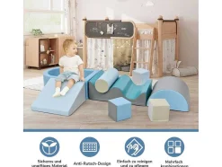 Vente-unique Spel Voor Binnen-9-Delige Bouwstenen Voor Hardlopen En Klimmen. Bouwstenen Voor Kinderen. Trappen, Glijbaan En Ballenbad Voor Kleuters En Baby'S, Zachte, Kleurrijke Bouwstenen. Zonder Bal.