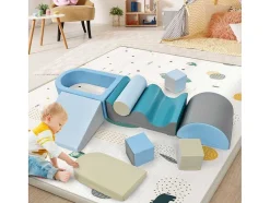 Vente-unique Spel Voor Binnen-9-Delige Bouwstenen Voor Hardlopen En Klimmen. Bouwstenen Voor Kinderen. Trappen, Glijbaan En Ballenbad Voor Kleuters En Baby'S, Zachte, Kleurrijke Bouwstenen. Zonder Bal.