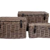 Vente-unique Opbergaccessoire-Demsy Opbergdozen 3 Stk. In Kubu Grijs Met Leren Hengsels.