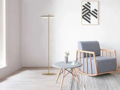 OZAIA Staande Lamp-Design-Lamp Met Ledverlichting Van Metaal - D45 X H180 Cm - Goud En Wit - Vaughan