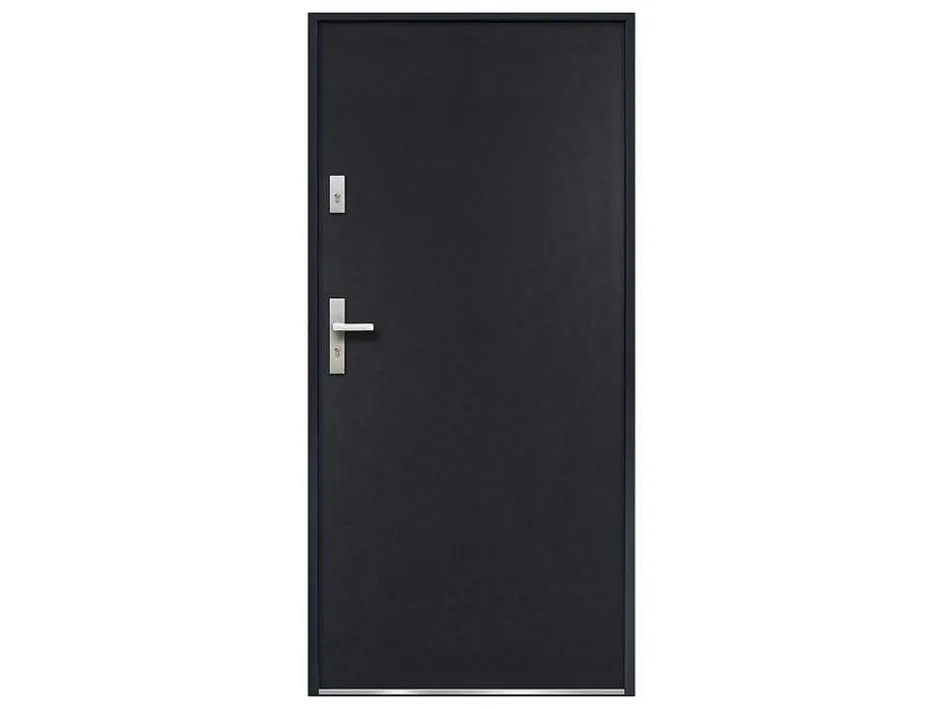 Vente-unique Voordeur-Deur Van Staal H.207 X B.100 Cm Antraciet - Links Duwen - Agueda