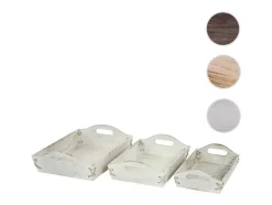 Vente-unique Tafelservies-Dienblad Mcw-C50 Shabby Look (Set Van 3), Wit, Shabby