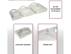 Vente-unique Tafelservies-Dienblad Mcw-C50 Shabby Look (Set Van 3), Wit, Shabby