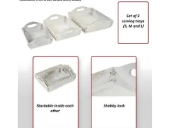 Vente-unique Tafelservies-Dienblad Mcw-C50 Shabby Look (Set Van 3), Wit, Shabby