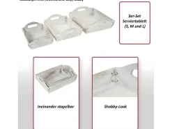 Vente-unique Tafelservies-Dienblad Mcw-C50 Shabby Look (Set Van 3), Wit, Shabby