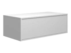 Vente-unique Badkamermeubel Met Enkele Wastafel-Donker Naturel En Wit Hangend Badkamermeubel Met Enkele Wastafel En Twee Lades - 94 Cm - Teana Ii