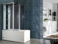 Shower & Design Douchecabine-Douche Bad Combinatie Met Massagestralen Daria Van Vertrekt Acrylglas - 75 X 150 X 215 Cm - 30 Micro Jets En 6 Grote Jets