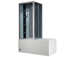 Shower & Design Douchecabine-Douche Bad Combinatie Met Massagestralen Daria Van Vertrekt Acrylglas - 75 X 150 X 215 Cm - 30 Micro Jets En 6 Grote Jets