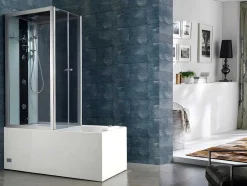 Shower & Design Douchecabine-Douche Bad Combinatie Met Massagestralen Daria Van Vertrekt Acrylglas - 75 X 150 X 215 Cm - 30 Micro Jets En 6 Grote Jets