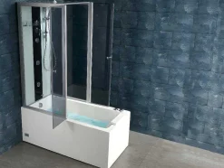 Shower & Design Douchecabine-Douche Bad Combinatie Met Massagestralen Daria Van Vertrekt Acrylglas - 75 X 150 X 215 Cm - 30 Micro Jets En 6 Grote Jets