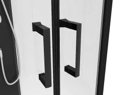 Shower & Design Douchecabine-Douchecabine Kwart Cirkel - Aanpasbare Hoogte - L80 X B80 X H213/232 Cm - Zwart En Wit - Rovata