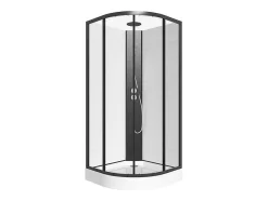 Shower & Design Douchecabine-Douchecabine Kwart Cirkel - Aanpasbare Hoogte - L80 X B80 X H213/232 Cm - Zwart En Wit - Rovata