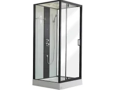 Shower & Design Douchecabine-Douchecabine Met Massagestralen Primea - 2 Zones Met Massagestralen - L90 X D90 X H215 Cm - Tropische Regenfunctie En Handdouchekop