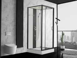 Shower & Design Douchecabine-Douchecabine Met Massagestralen Primea - 2 Zones Met Massagestralen - L90 X D90 X H215 Cm - Tropische Regenfunctie En Handdouchekop