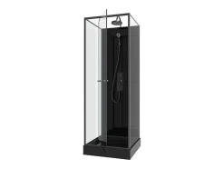 Shower & Design Douchecabine-Douchecabine Met Omkeerbare Plaatsingsrichting En Aanpasbare Hoogte - Zwart - L90 X B90 X H213/232 Cm - Damilu