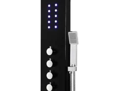 Shower & Design Douchekolom-Douchekolom Felicita Met Thermostaatkraan, Balneotherapie En Led-Verlichting - 20*165Cm - Zwart