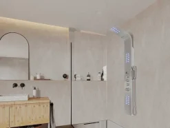Shower & Design Douchekolom-Douchekolom Felicita Met Thermostaatkraan, Balneotherapie En Led-Verlichting - 20*165 Cm