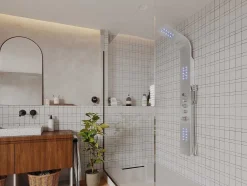 Shower & Design Douchekolom-Douchekolom Felicita Met Thermostaatkraan, Balneotherapie En Led-Verlichting - 20*165 Cm