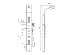 Shower & Design Douchekolom-Douchekolom Felicita Met Thermostaatkraan, Balneotherapie En Led-Verlichting - 20*165 Cm