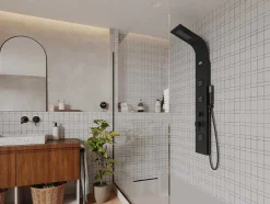 Shower & Design Douchekolom-Douchekolom Met Massagestralen Tyra - Zwart - 20*150 Cm