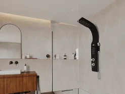 Shower & Design Douchekolom-Douchekolom Met Massagestralen Kourbea - Zwart - 20 X 132 Cm