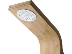 Shower & Design Douchekolom-Douchekolom Met Massagestralen Tissia, Tropische Regen En Paneel Van Bamboe - 20 X 140 Cm