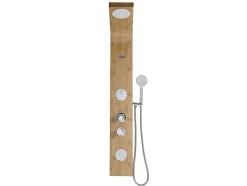 Shower & Design Douchekolom-Douchekolom Met Massagestralen Tissia, Tropische Regen En Paneel Van Bamboe - 20 X 140 Cm