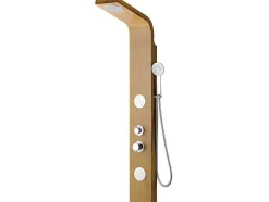 Shower & Design Douchekolom-Douchekolom Met Massagestralen Tissia, Tropische Regen En Paneel Van Bamboe - 20 X 140 Cm