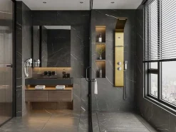 Shower & Design Douchekolom-Douchekolom Met Thermostaatkraan En Massagestralen Josta - Goud - 45 X 150 Cm